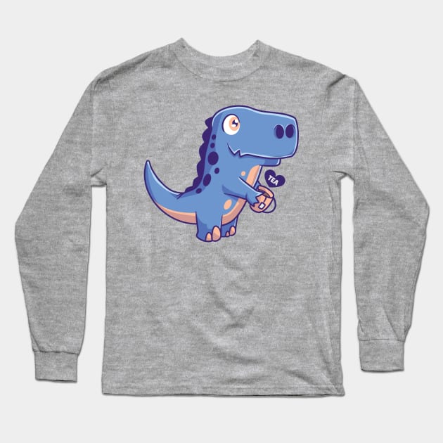 Tea Rex Long Sleeve T-Shirt by Hamster Design